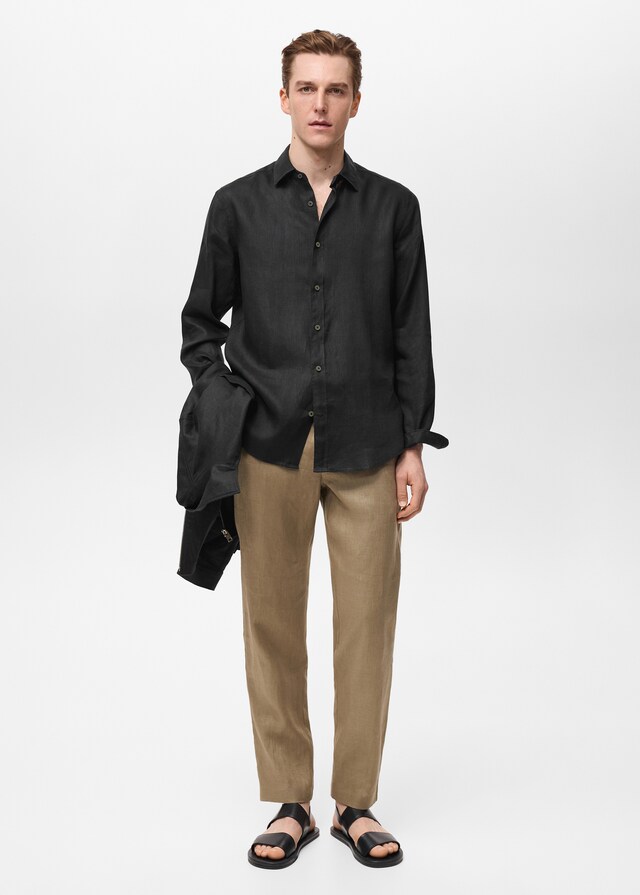 Mango Camisa 100% lino regular fit Liquidación