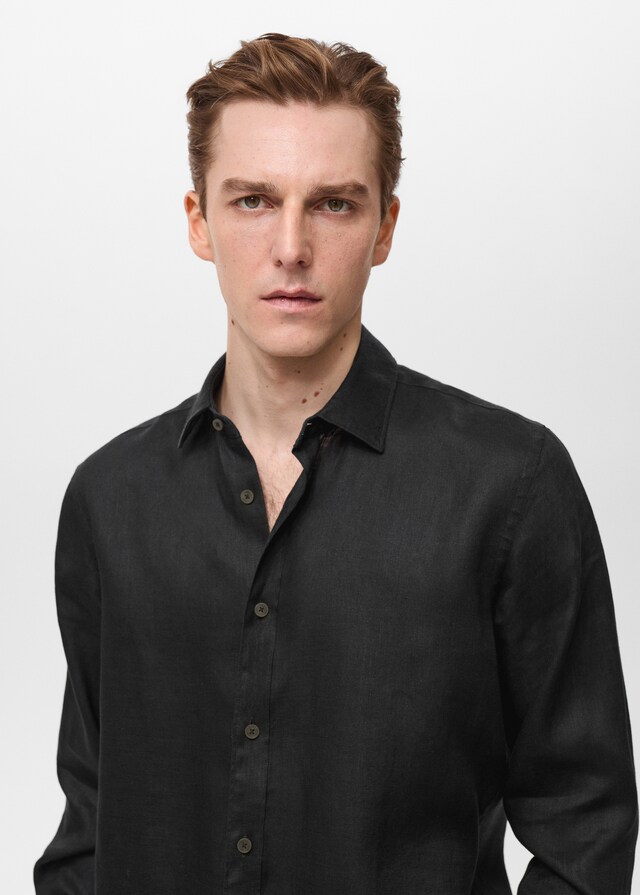 Mango Camisa 100% lino regular fit Liquidación