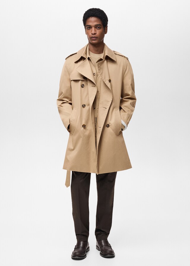 Mango Gabardina cinturón water repellent Mejor oferta