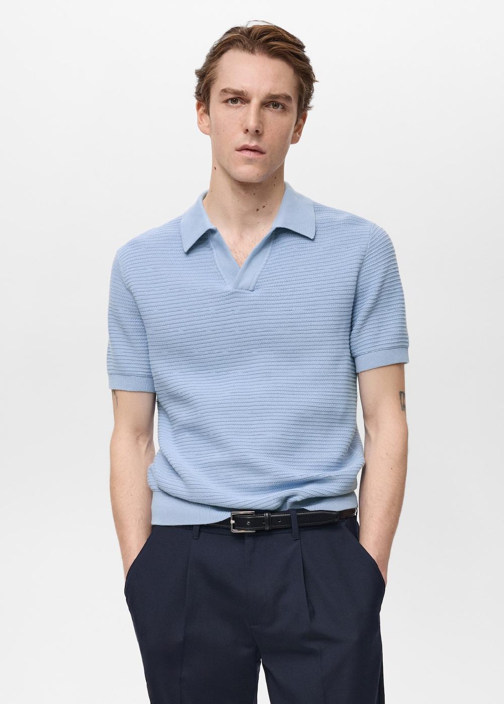 Mango Polo 100% algodón punto estructura