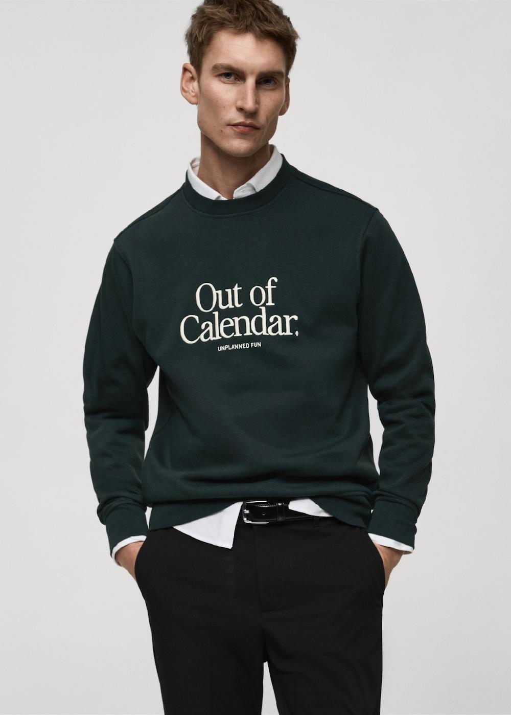 Mango Sudadera algodón mensaje bordado
