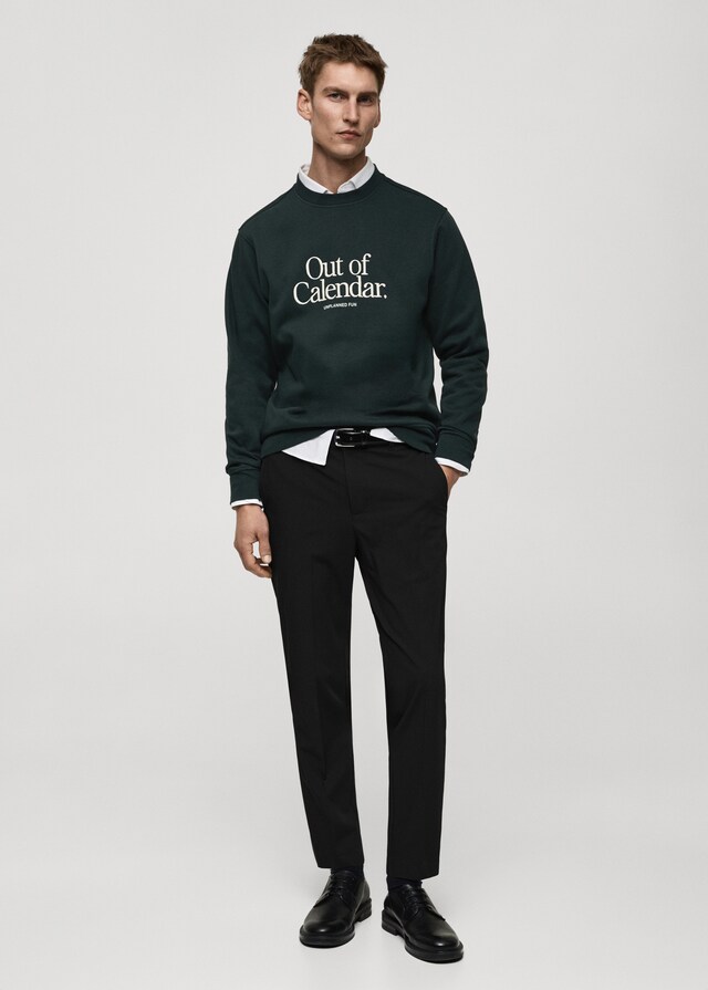 Mango Sudadera algodón mensaje bordado Descuentos del mes