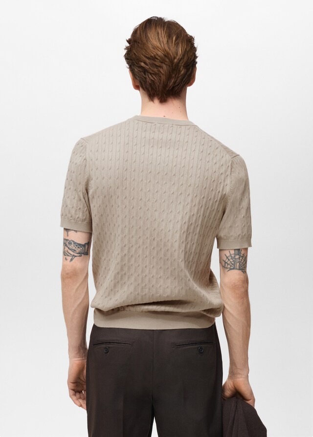Mango Camiseta punto fino trenzado Rebajas de fin de temporada
