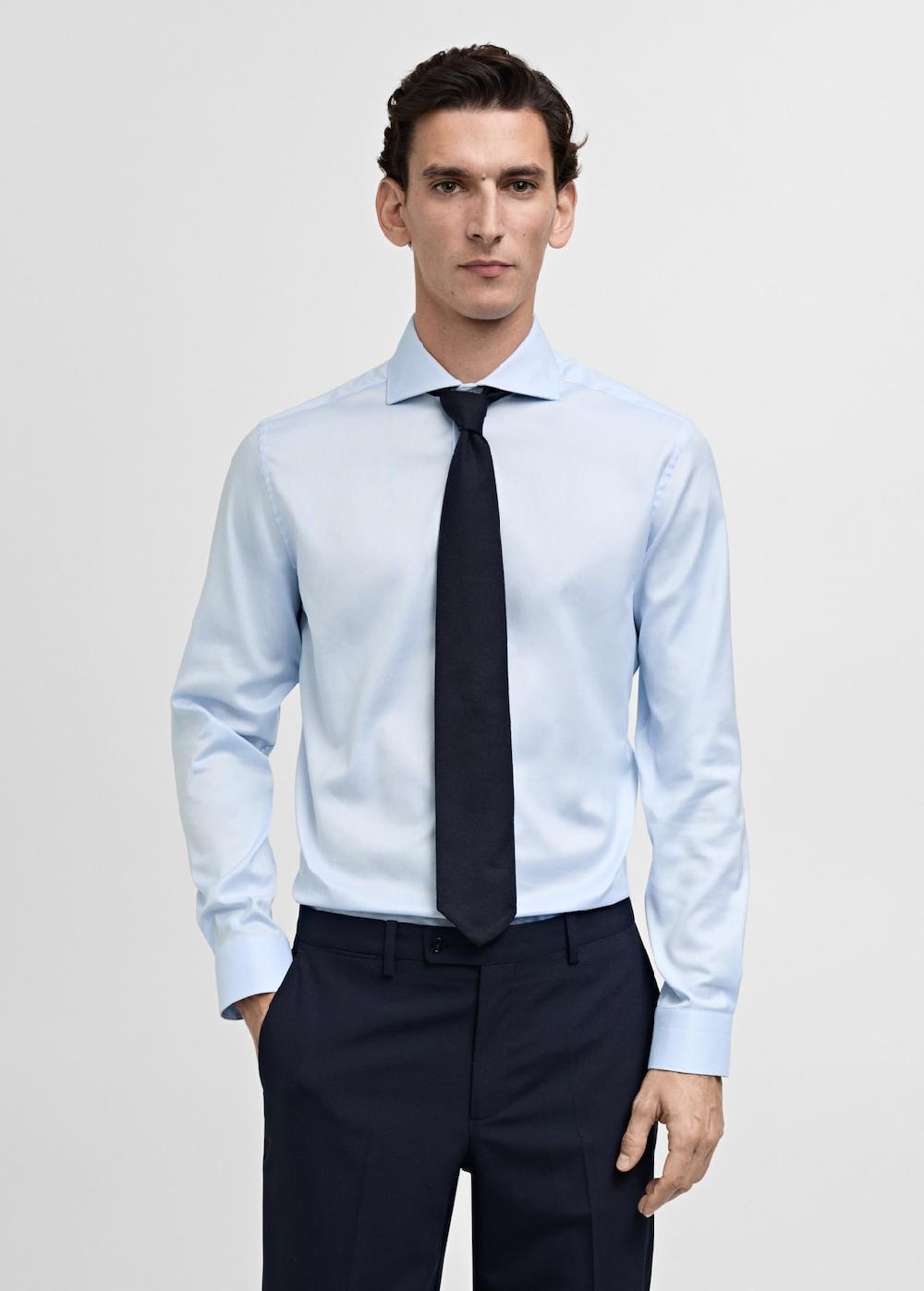 Mango Camisa traje slim fit algodón popelín Ahorra y exporta