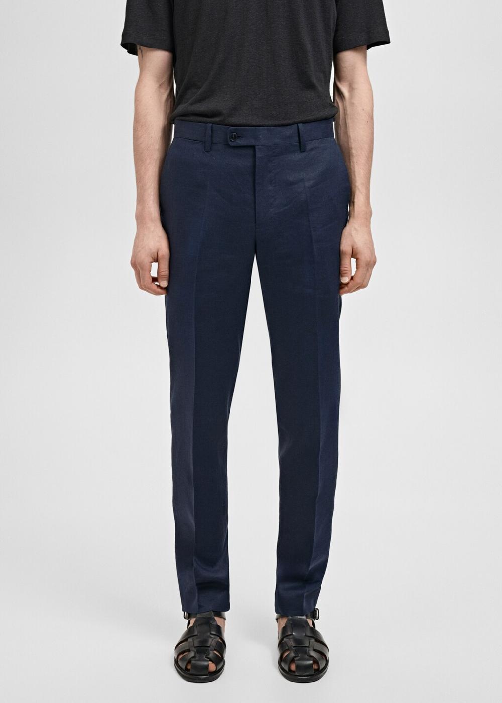 Mango Pantalón traje 100% lino slim fit