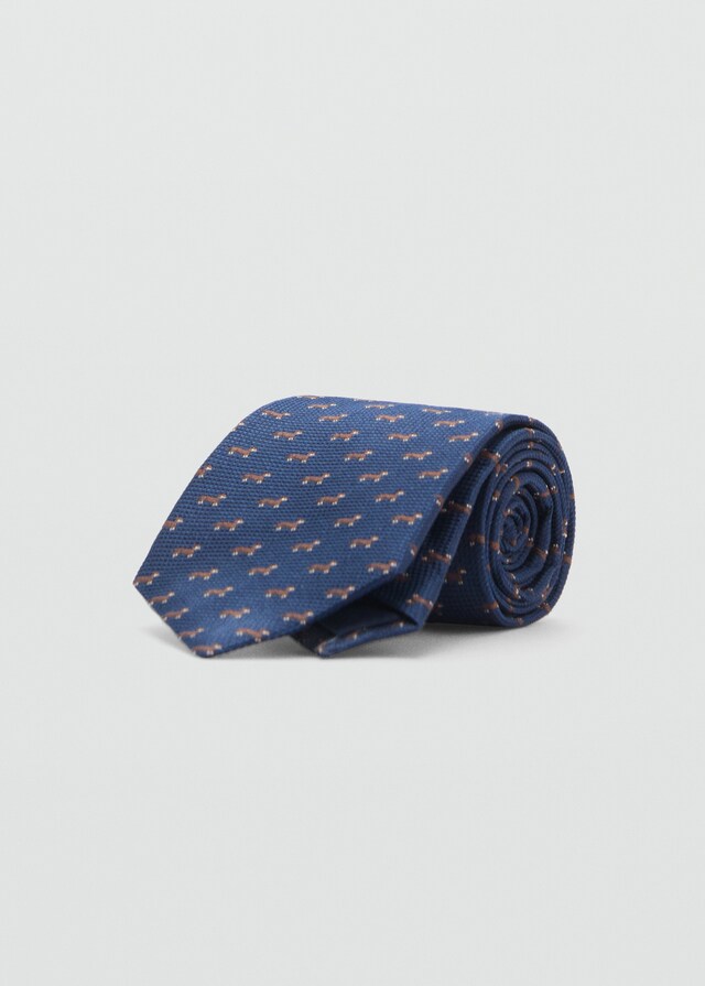 Mango Corbata seda de mora estampado animal Oferta exclusiva