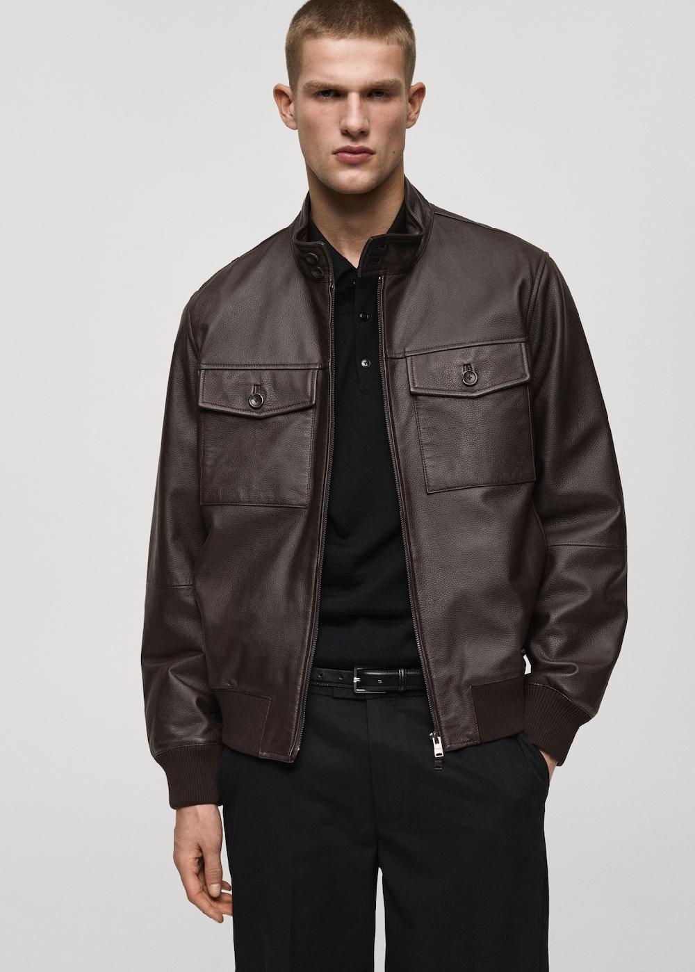 Mango Cazadora biker piel bolsillos Rebajas top