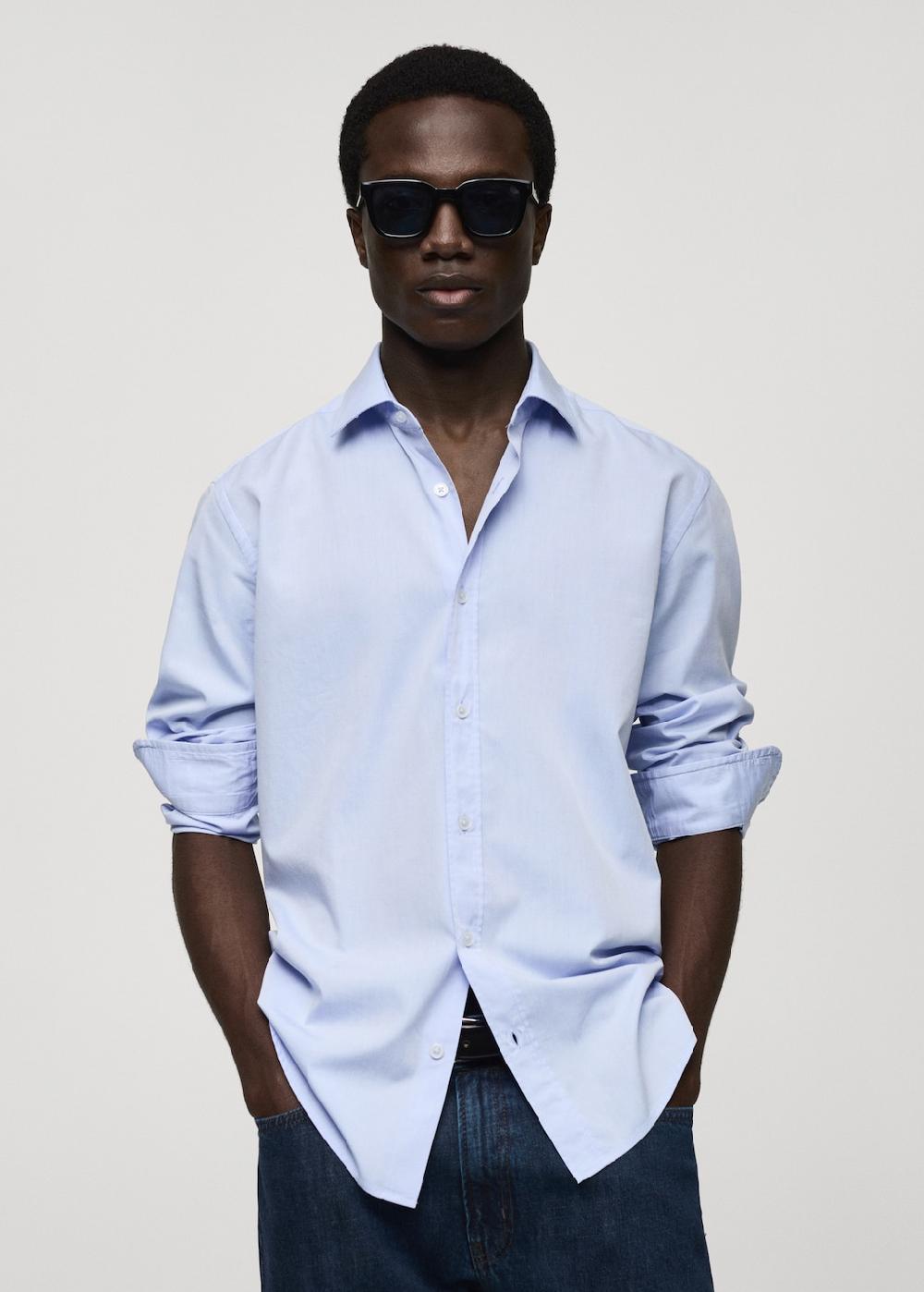 Mango Camisa regular fit algodón fil-à-fil