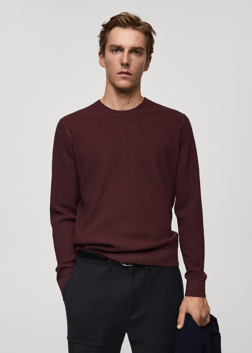 Mango Jersey punto algodón canalé