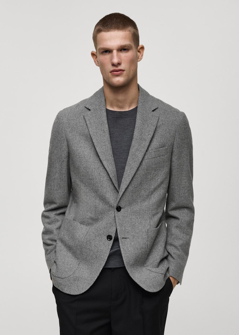 Mango Americana lana slim fit micro pata de gallo Outlet online