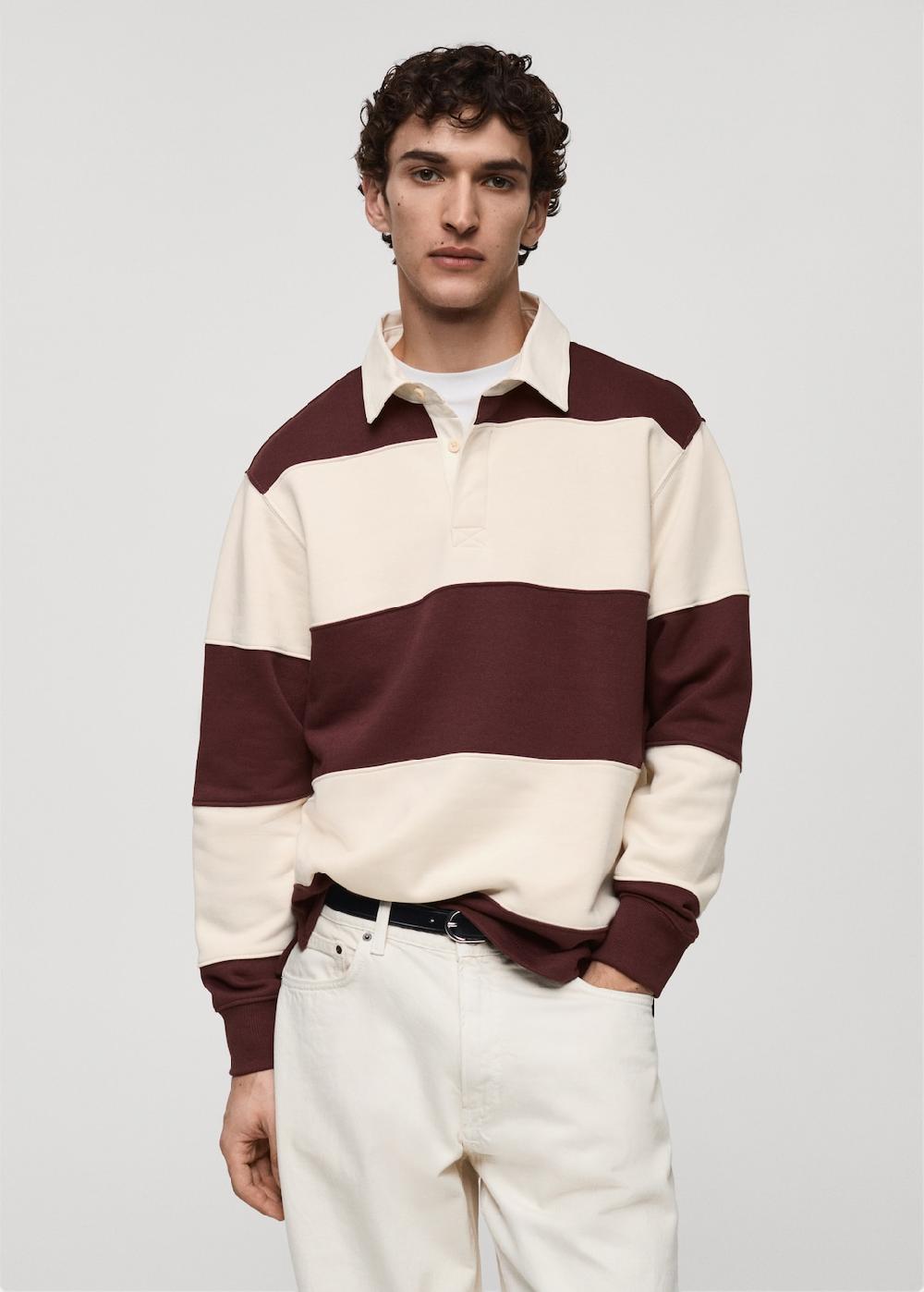 Mango Sudadera polo algodón rayas Rebajas baratas