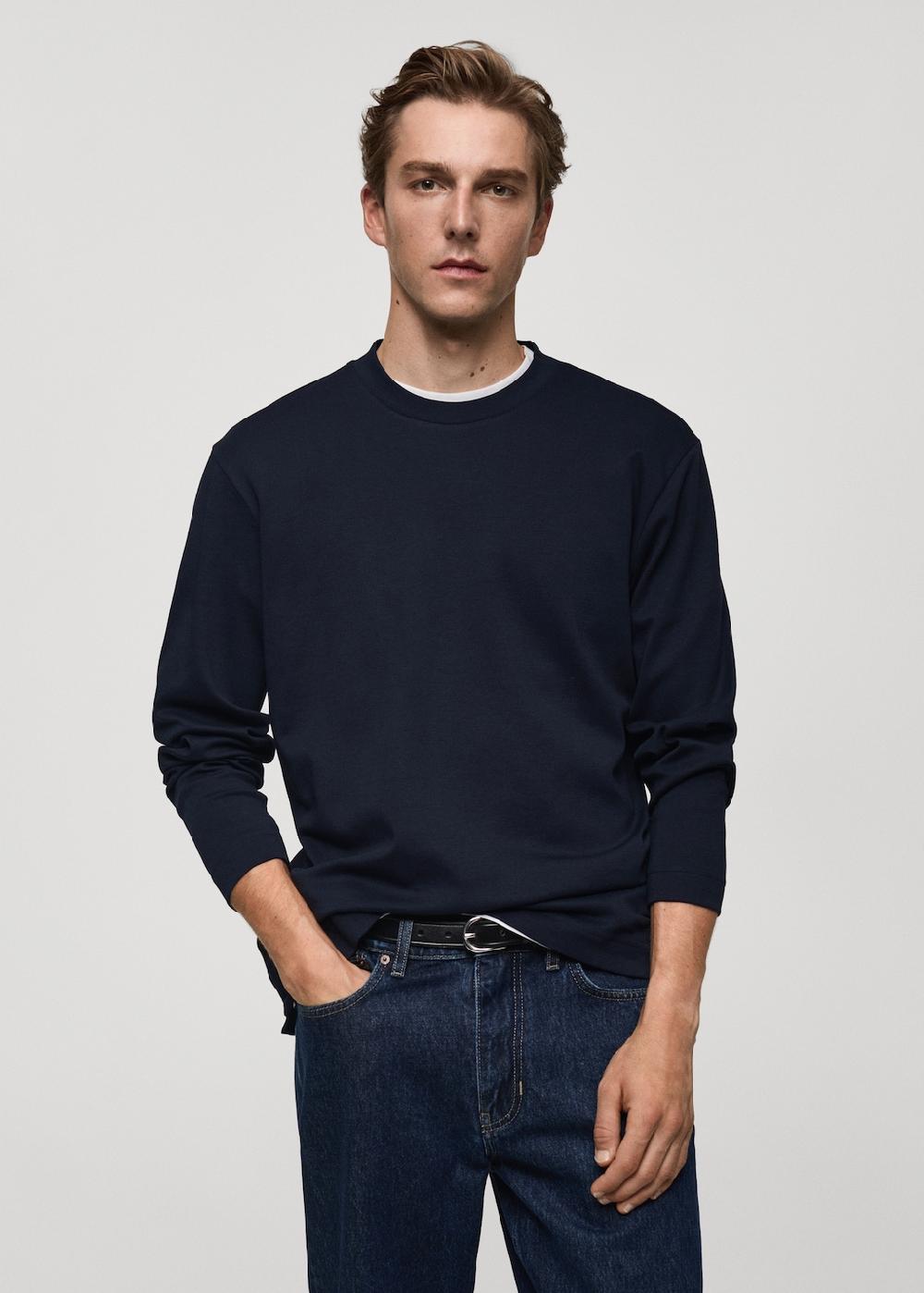 Mango Camiseta manga larga regular fit Descuento