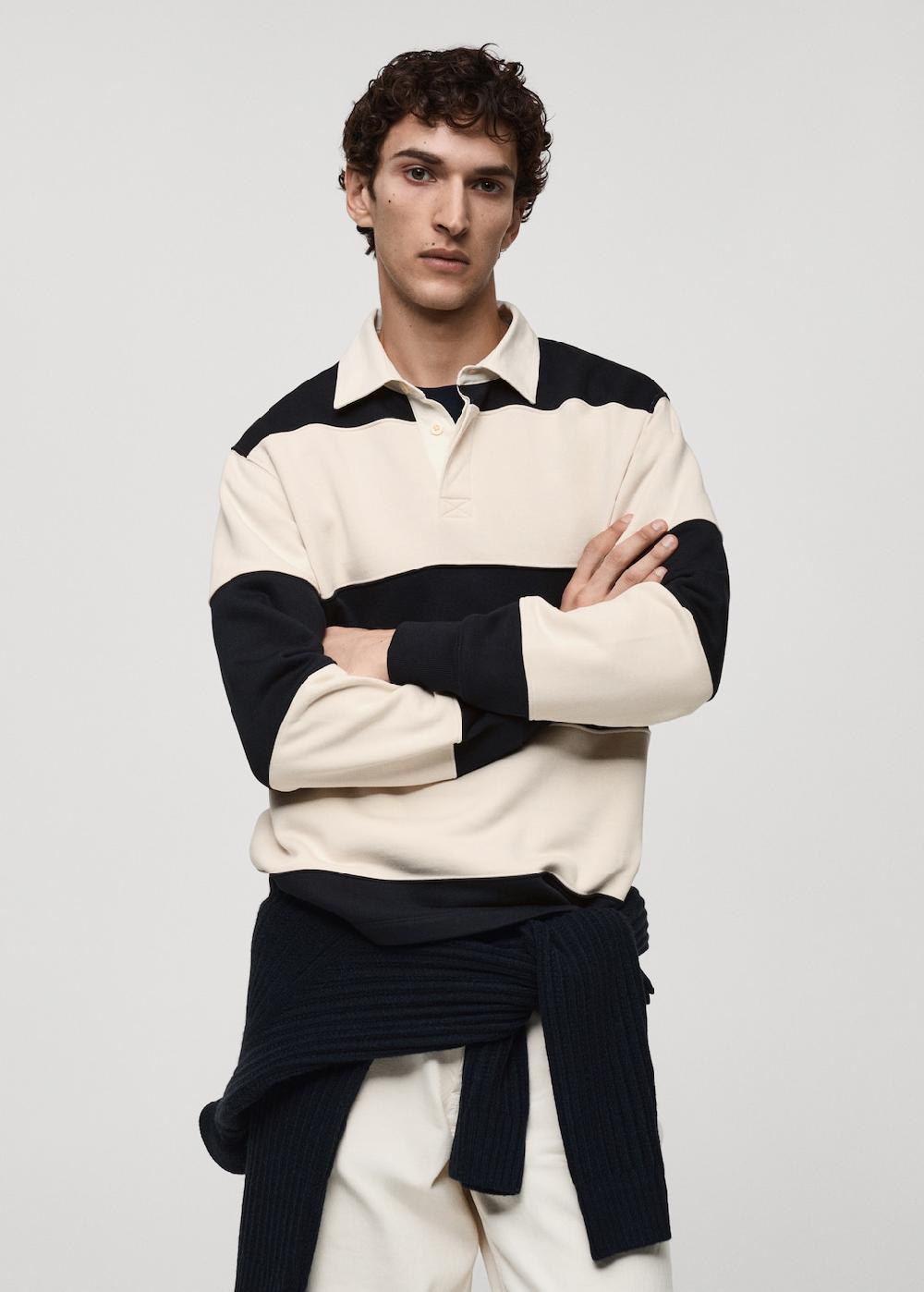 Mango Sudadera polo algodón rayas