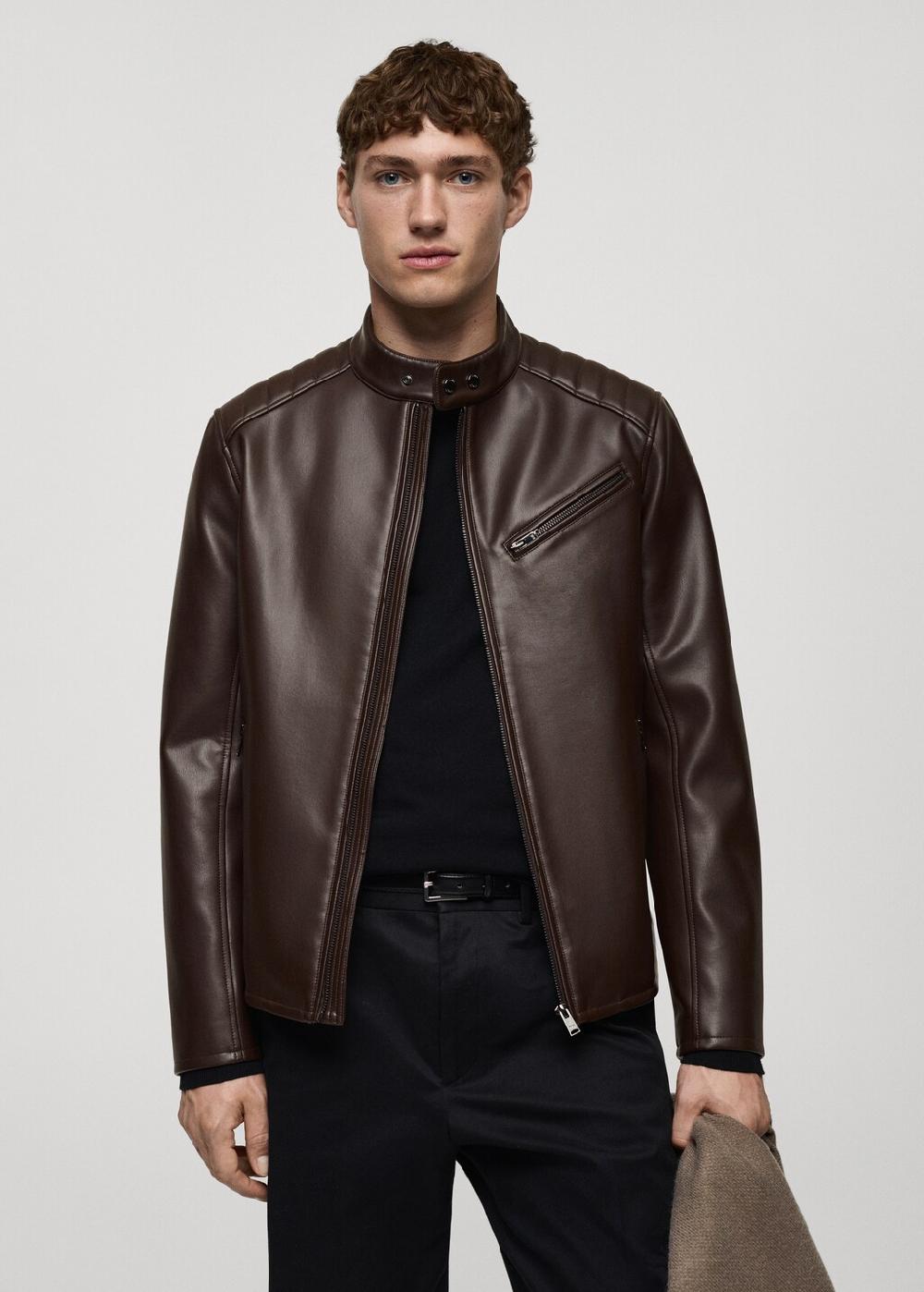 Mango Chaqueta efecto piel detalle costuras Grandes descuentos