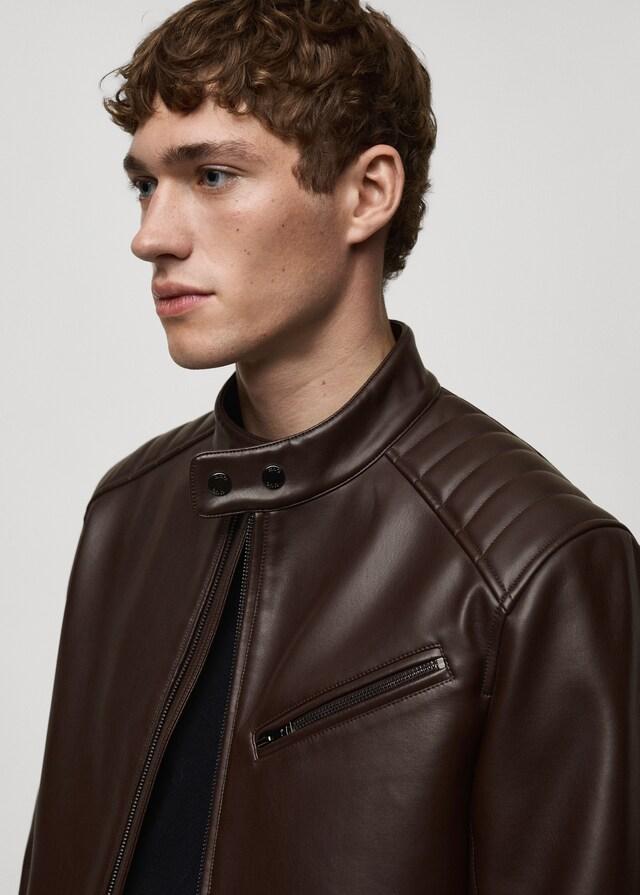 Mango Chaqueta efecto piel detalle costuras Grandes descuentos