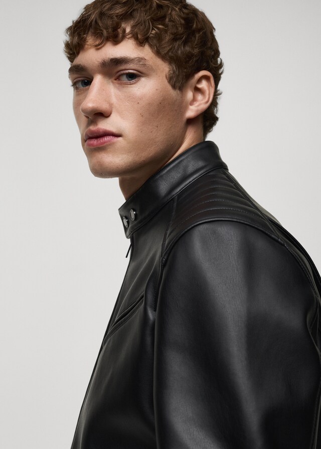 Mango Chaqueta efecto piel detalle costuras Liquidación