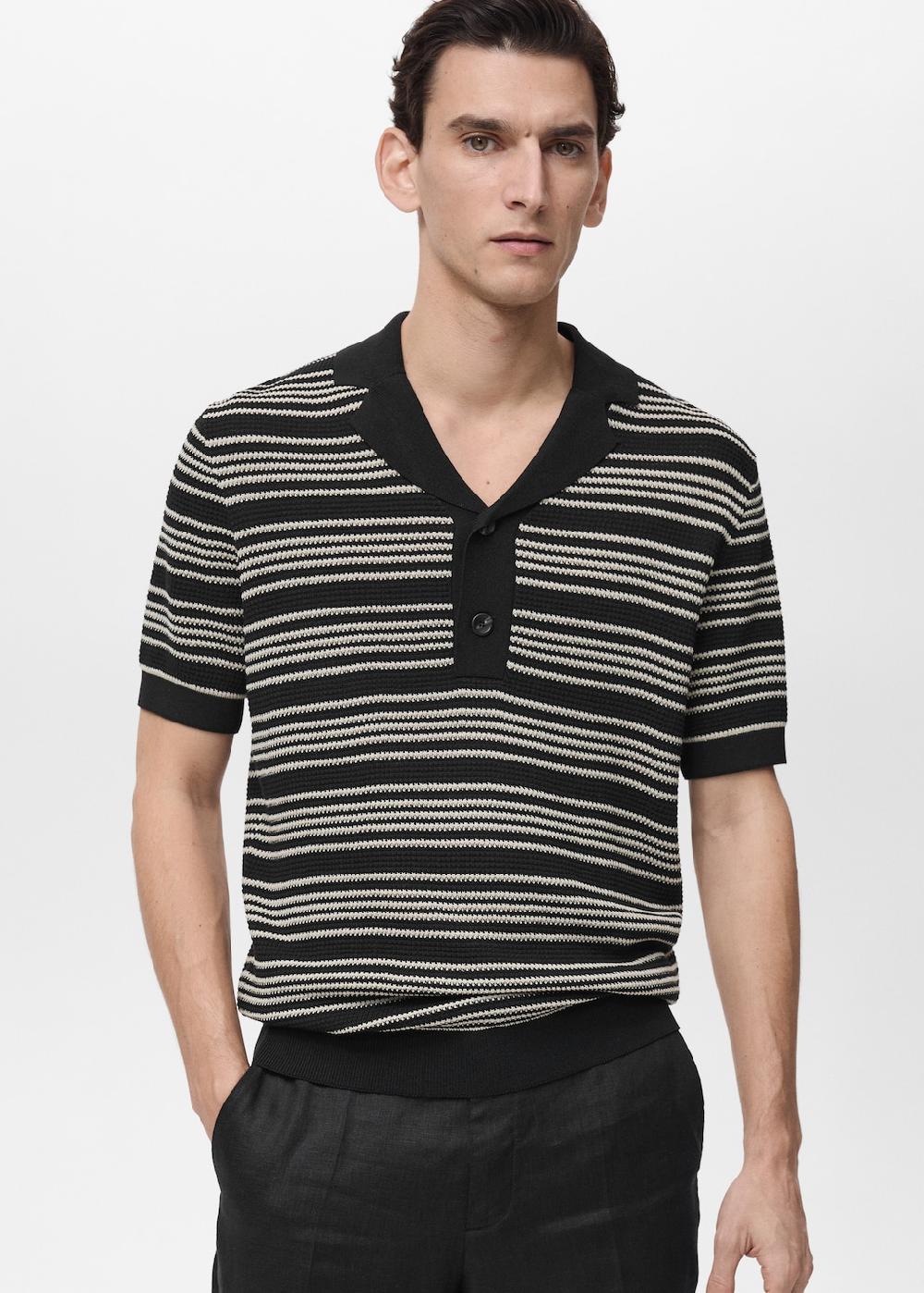 Mango Polo punto trenzado rayas