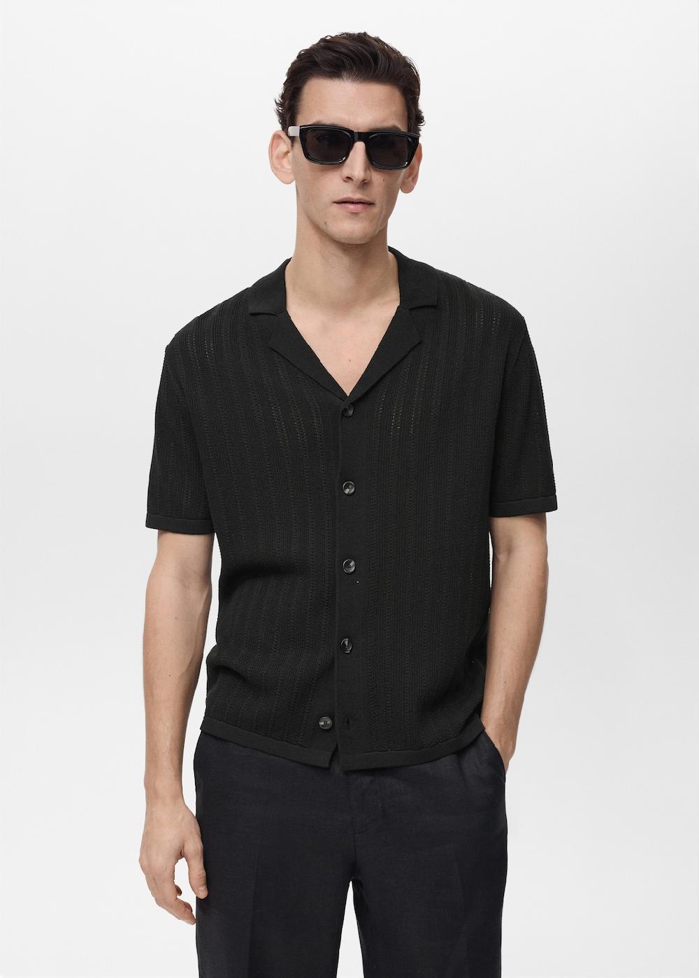 Mango Camisa punto detalle calados