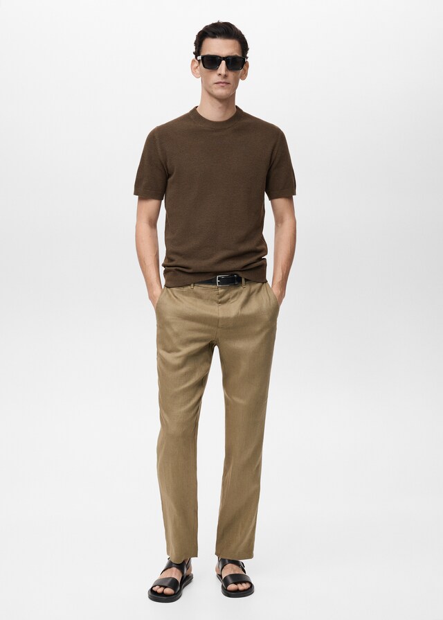 Mango Camiseta punto fino algodón En oferta