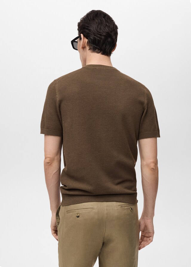 Mango Camiseta punto fino algodón En oferta
