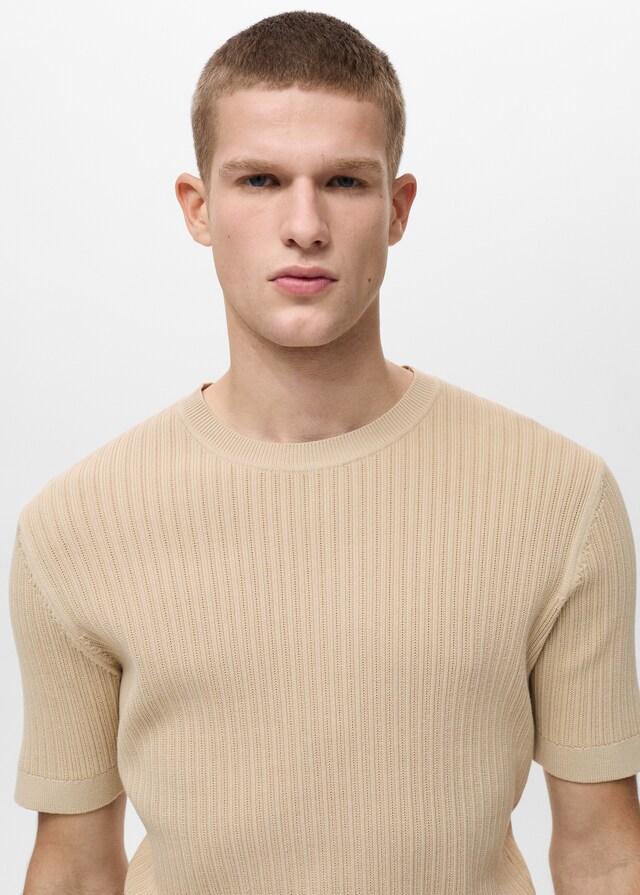 Mango Camiseta punto algodón trenzado Oferta exclusiva