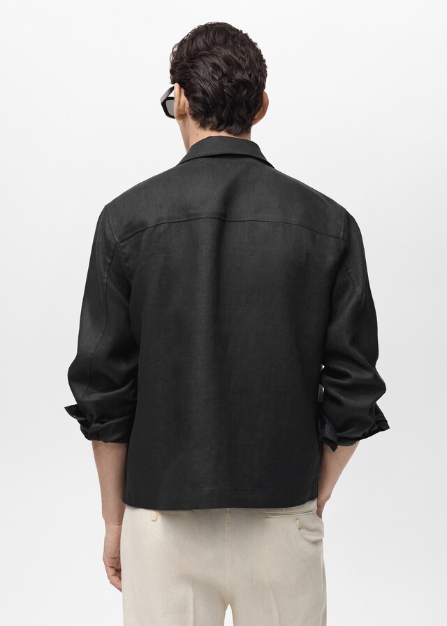 Mango Chaqueta 100% lino cremallera Descuento por venta flash