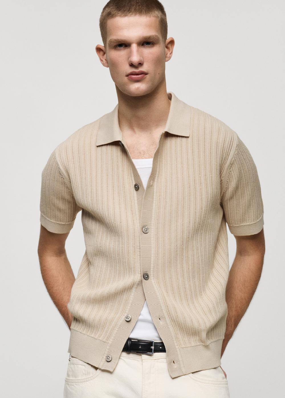 Mango Polo abotonado algodón estructura