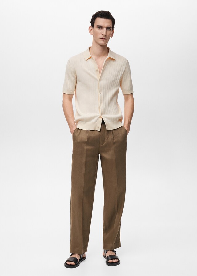 Mango Camisa punto fino canalé Ofertas especiales