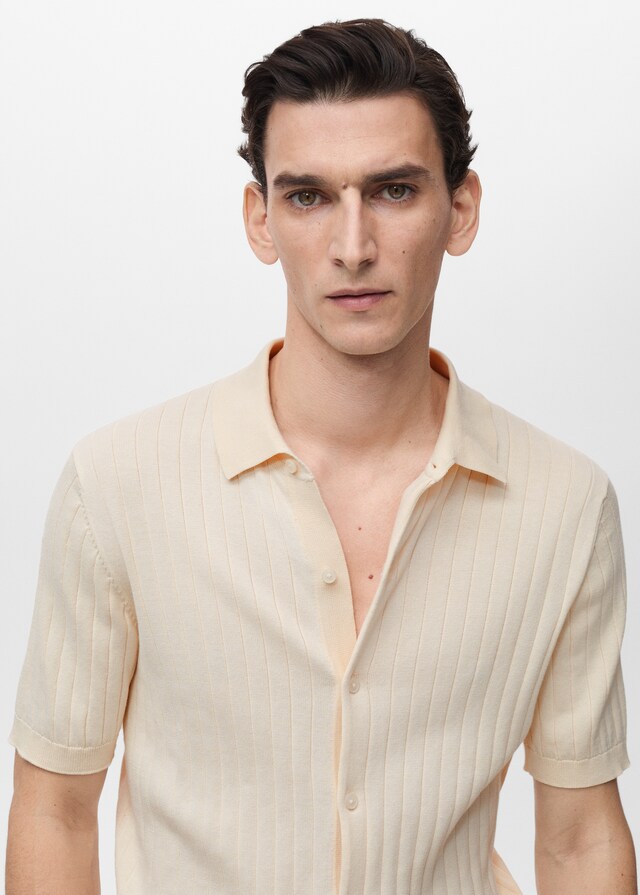 Mango Camisa punto fino canalé Ofertas especiales