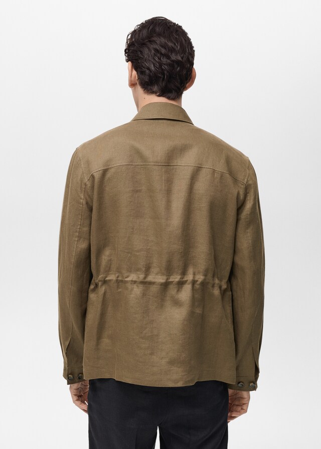 Mango Sobrecamisa 100% lino bolsillos Outlet