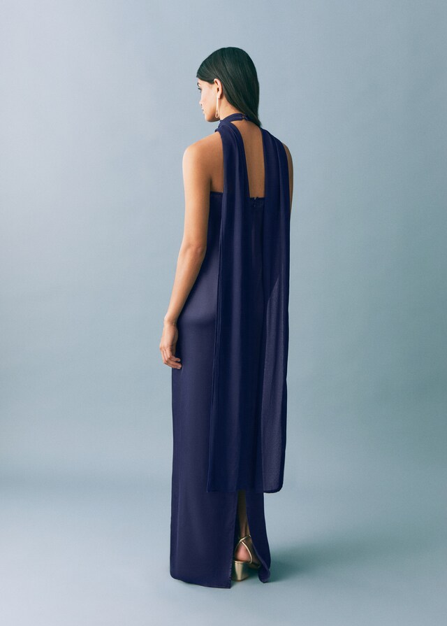 Mango Vestido satinado cuello halter Venta caliente
