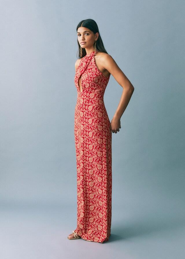 Mango Vestido estampado cuello halter Gran oferta