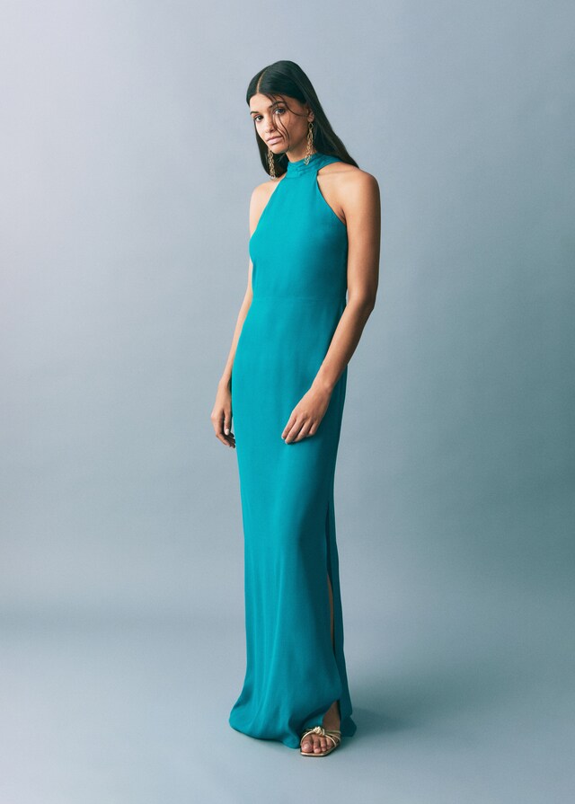 Mango Vestido largo cuello halter Rebajas baratas