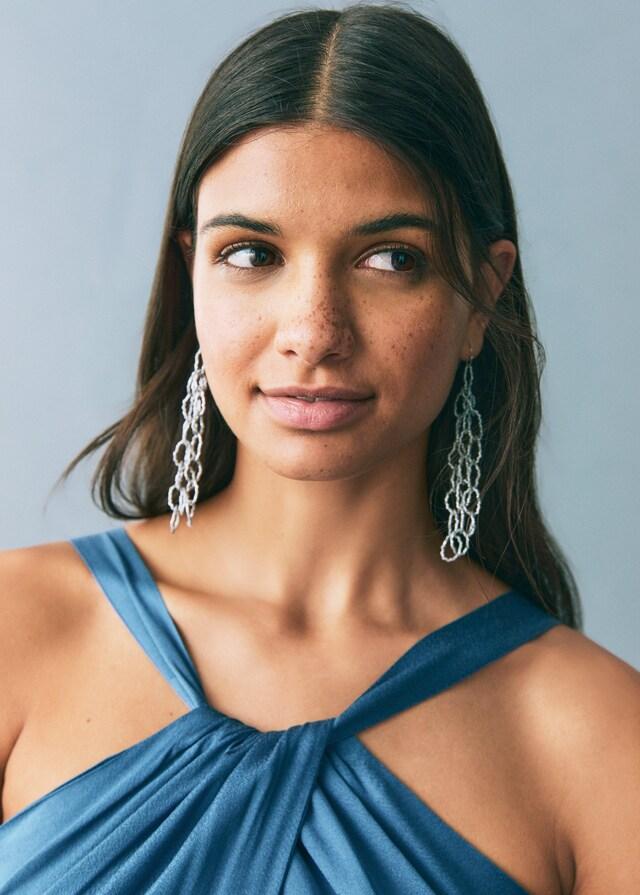 Mango Mono satinado cuello halter Rebajas de fábrica