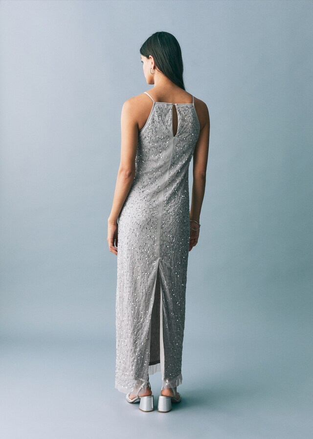 Mango Vestido tul cristales Descuento