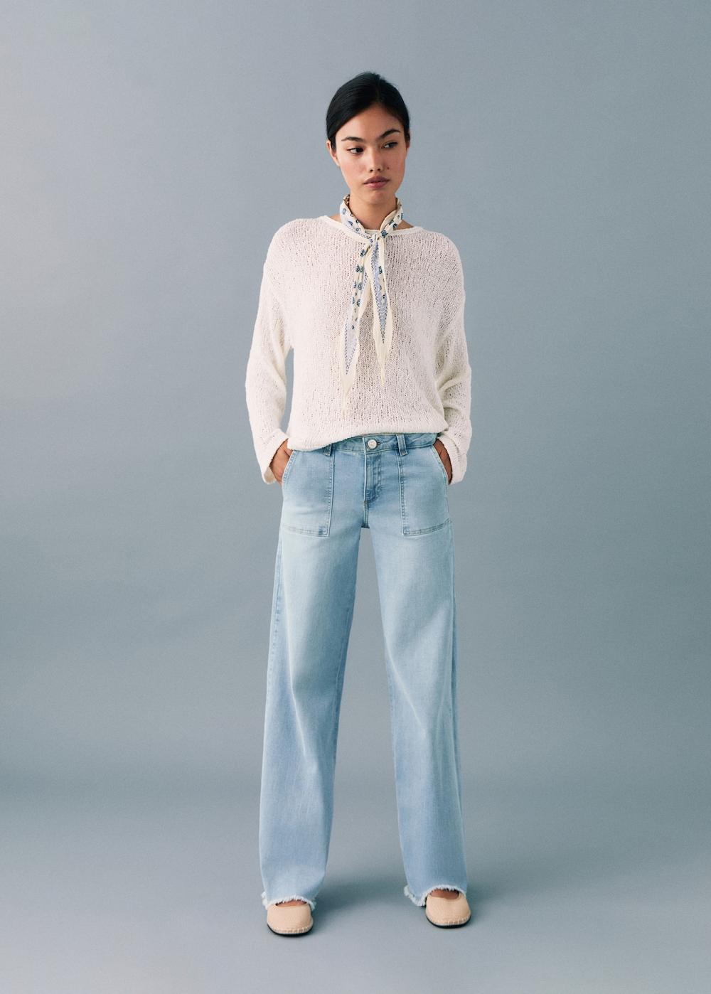 Mango Jeans wideleg bajo deshilachado