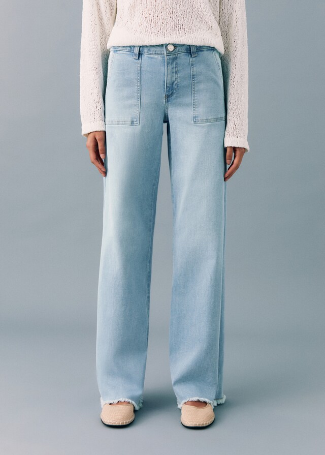Mango Jeans wideleg bajo deshilachado Liquidación