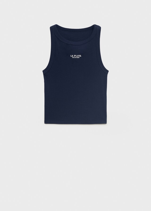 Mango Camiseta algodón mensaje Último día