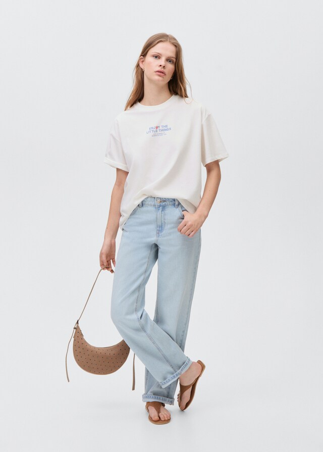 Mango Camiseta algodón mensaje Promoción por tiempo limitado