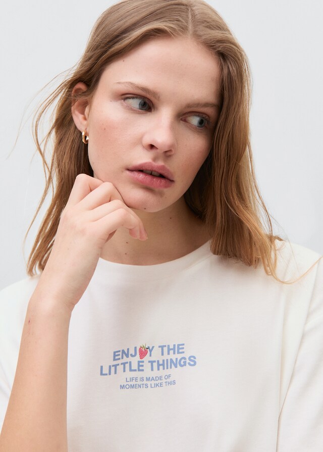 Mango Camiseta algodón mensaje Promoción por tiempo limitado