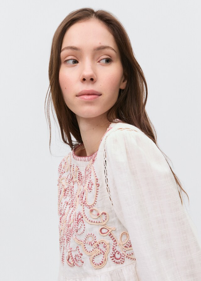 Mango Blusa algodón bordados Superdescuento