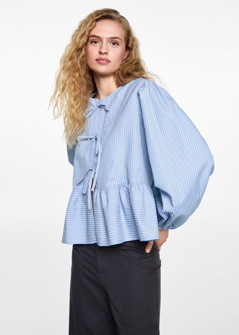 Mango Camisa rayas lazos