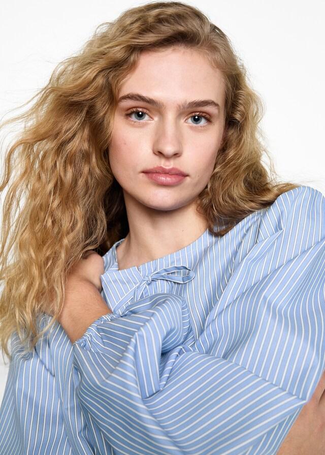 Mango Camisa rayas lazos Liquidación