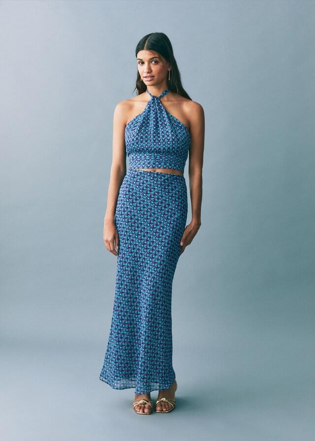Mango Top estampado cuello halter Limitado a 3 días