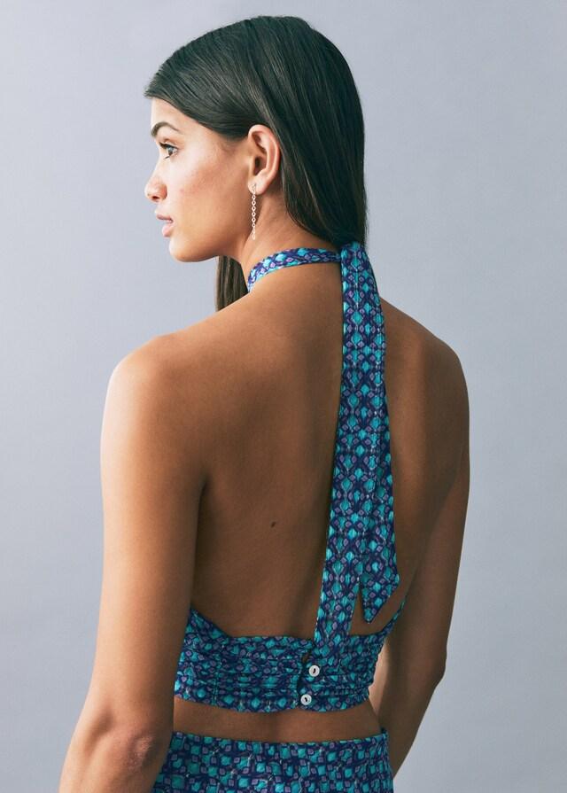 Mango Top estampado cuello halter Limitado a 3 días