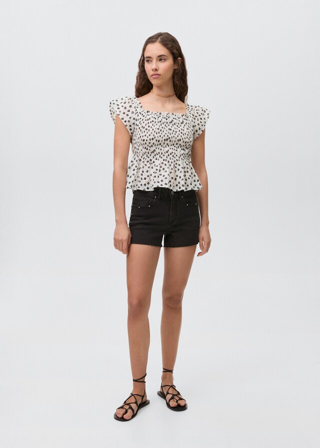 Mango Blusa estampada volantes Ahorra y exporta