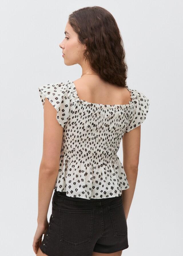 Mango Blusa estampada volantes Ahorra y exporta
