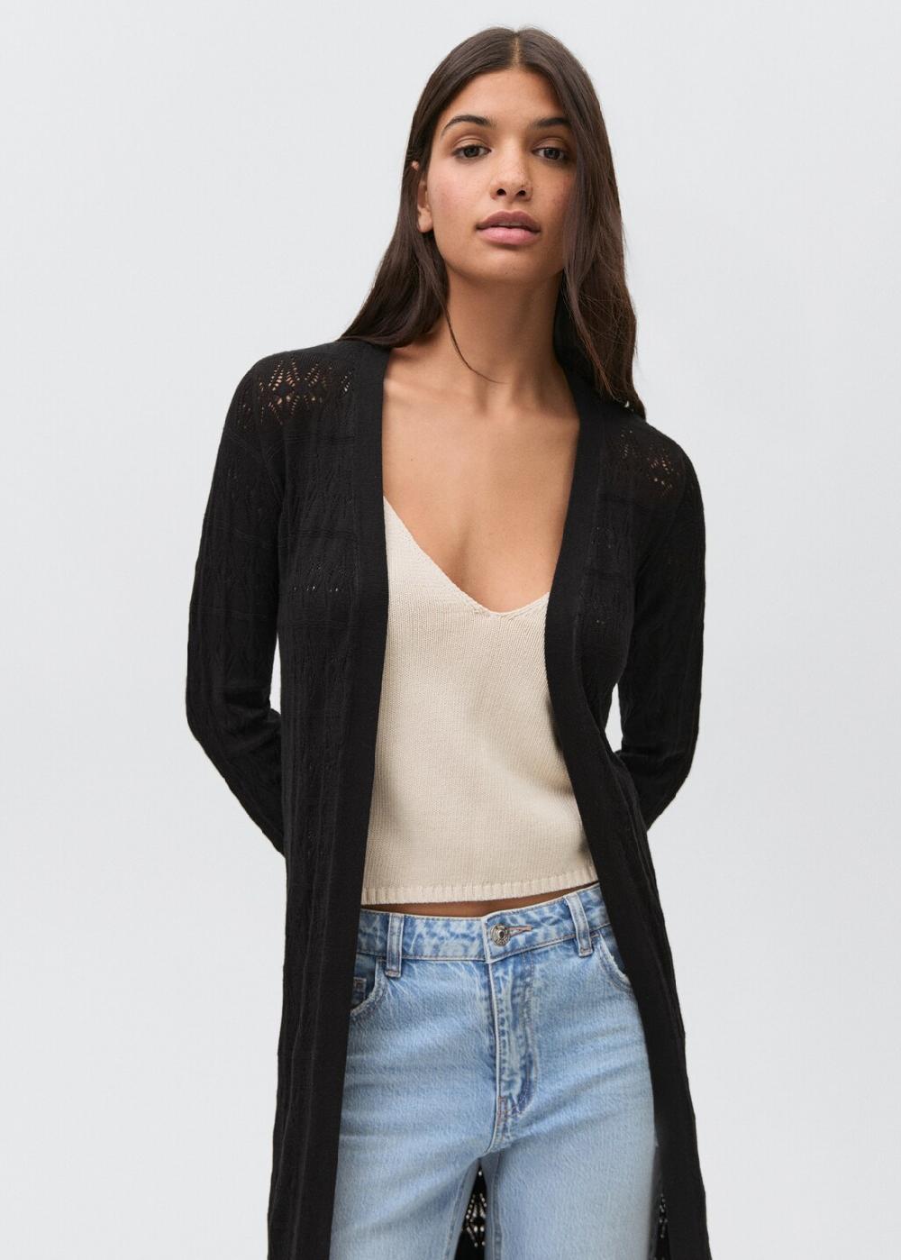 Mango Cárdigan largo punto calado Oferta exclusiva