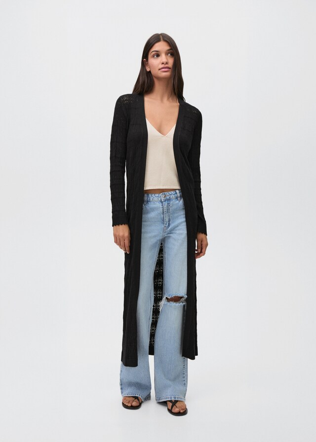 Mango Cárdigan largo punto calado Oferta exclusiva