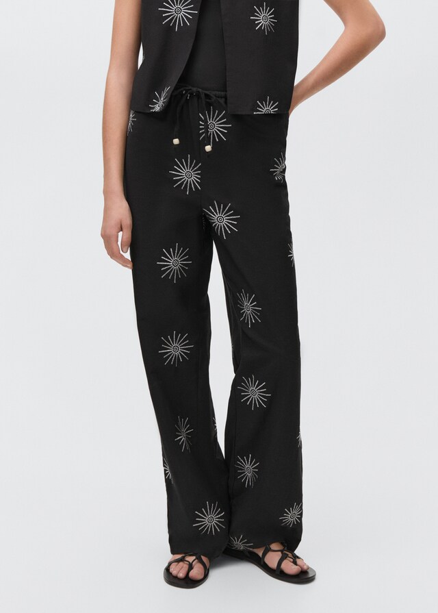 Mango Pantalón largo detalles bordados Outlet online